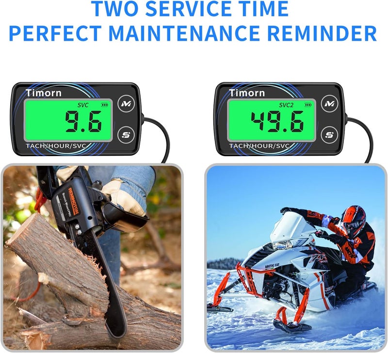 Timorn Small Engine Tachometer Hour Meter: Digital Inductive Waterproof Tiny Tach Meter & RPM Meter & HR Meter for Dirt Bike | Chainsaw | Lawn Mower | Generator Motorcycle Boat Marine Outboard - Image 3